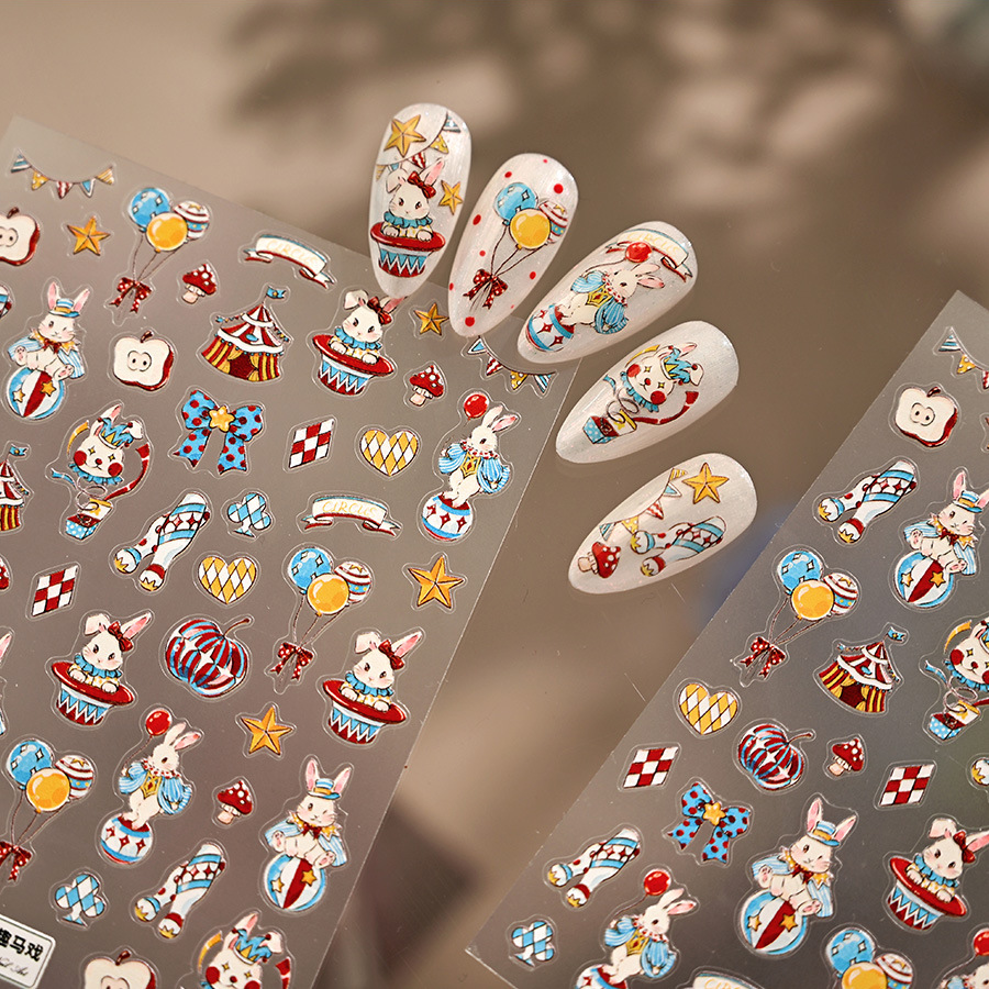 Hello Claws | Rabbit Circus Nail Deco Sticker 