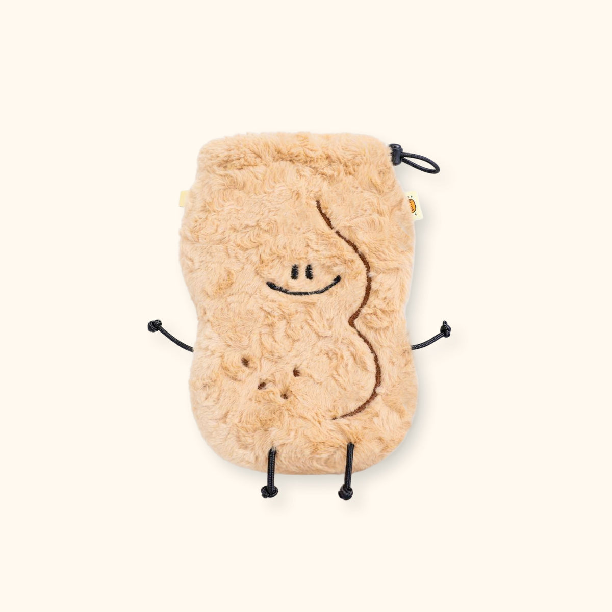 Fickle Plan |  Peanut Curly Fleece Plush Pouch & Drawstring Bag 