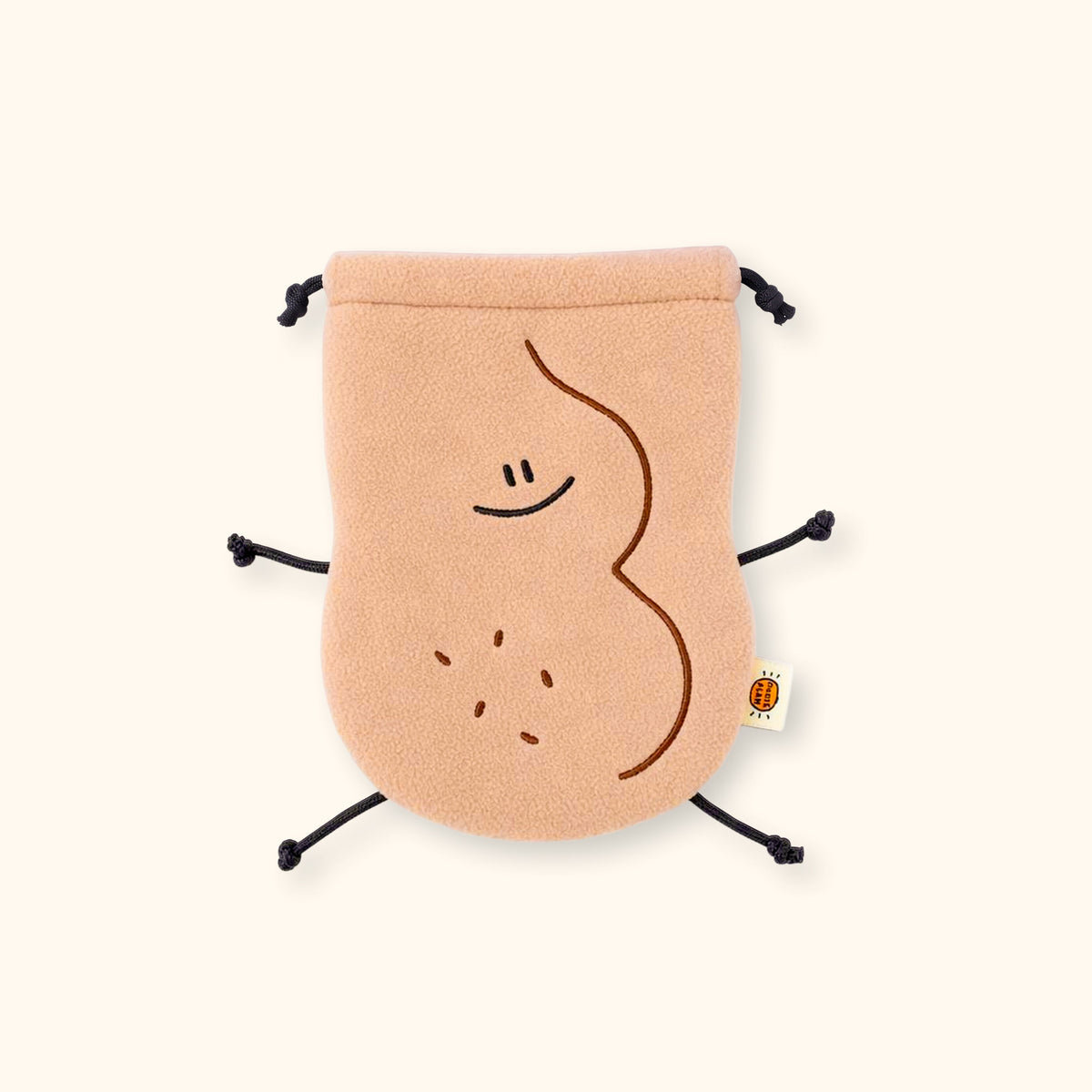 Fickle Plan |  Peanut Smooth Microfleece Plush Pouch & Drawstring Bag 