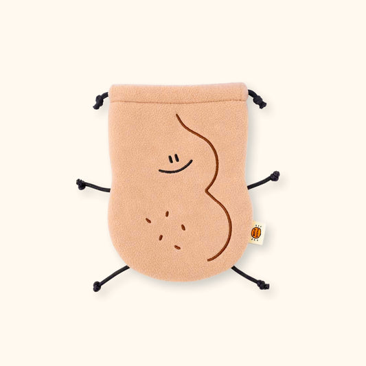 Fickle Plan |  Peanut Smooth Microfleece Plush Pouch & Drawstring Bag 