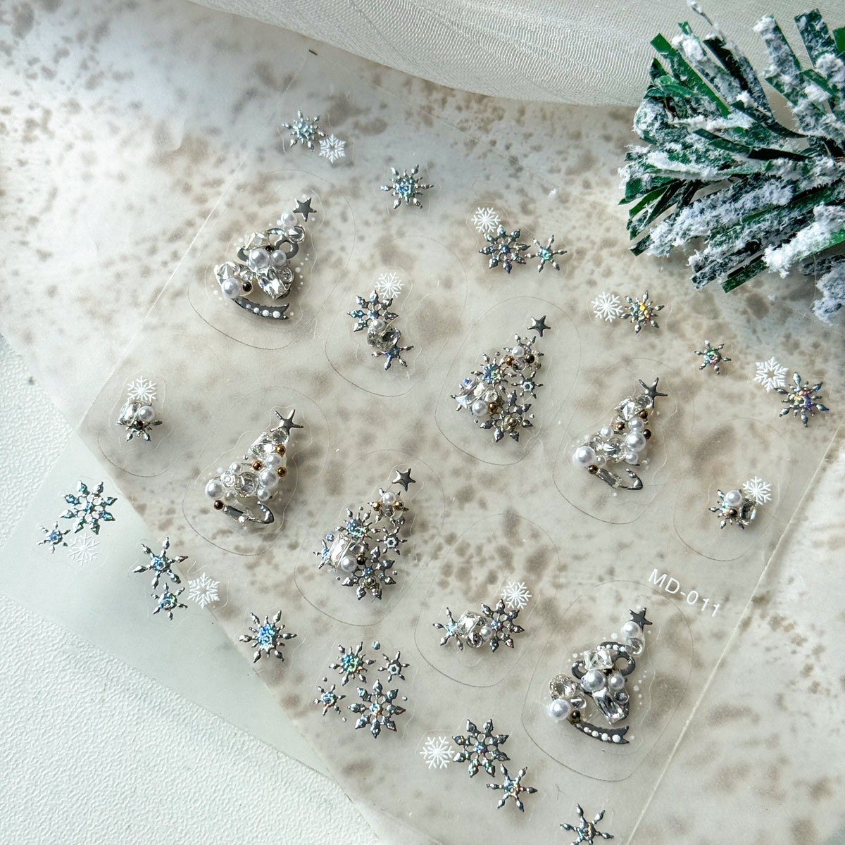 Hello Claws | Silver Christmas Tree Nail Deco Sticker 