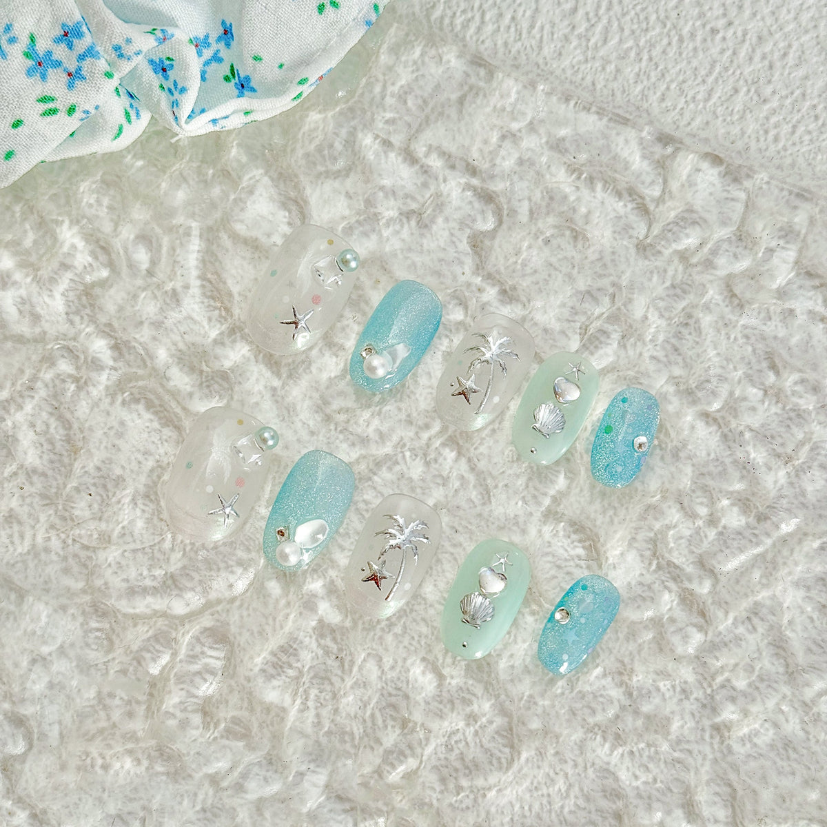 Hello Claws | Creamy Blue Coconut Press-on Nail 