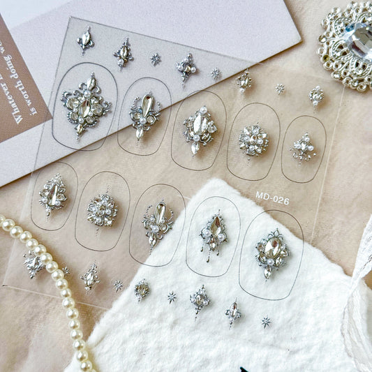Hello Claws | Silver Diamond Wedding Nail Deco Sticker 