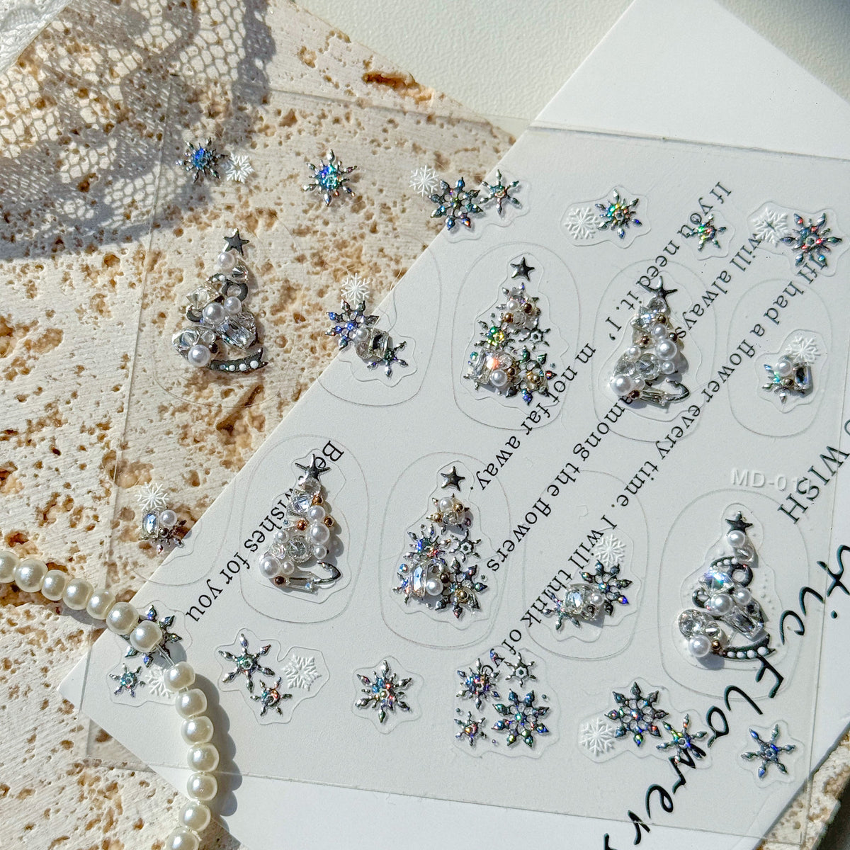 Hello Claws | Silver Christmas Tree Nail Deco Sticker 