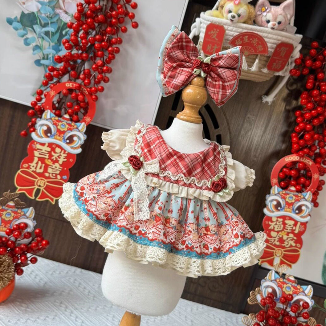 Sewing | Red Grid Doll Princess Dress 