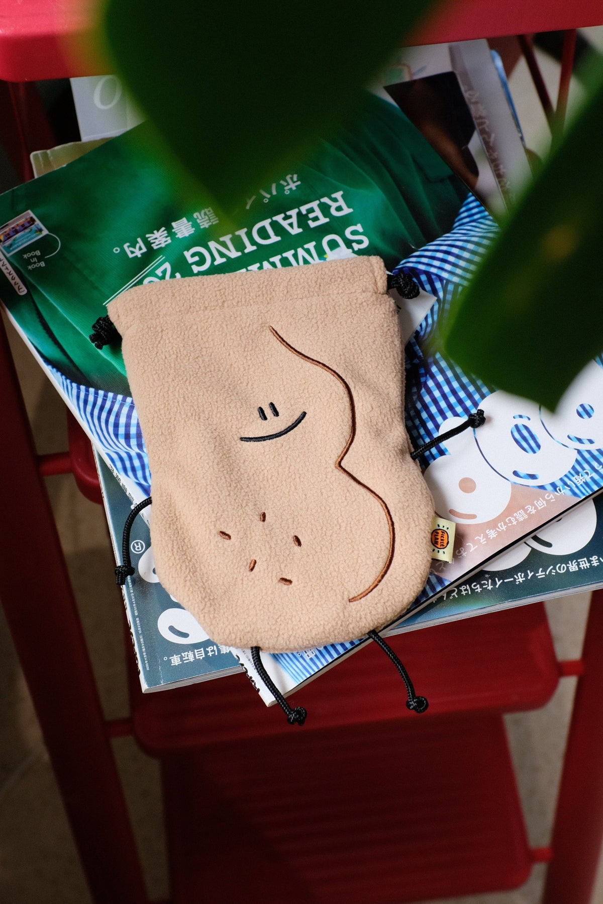 Fickle Plan |  Peanut Smooth Microfleece Plush Pouch & Drawstring Bag 