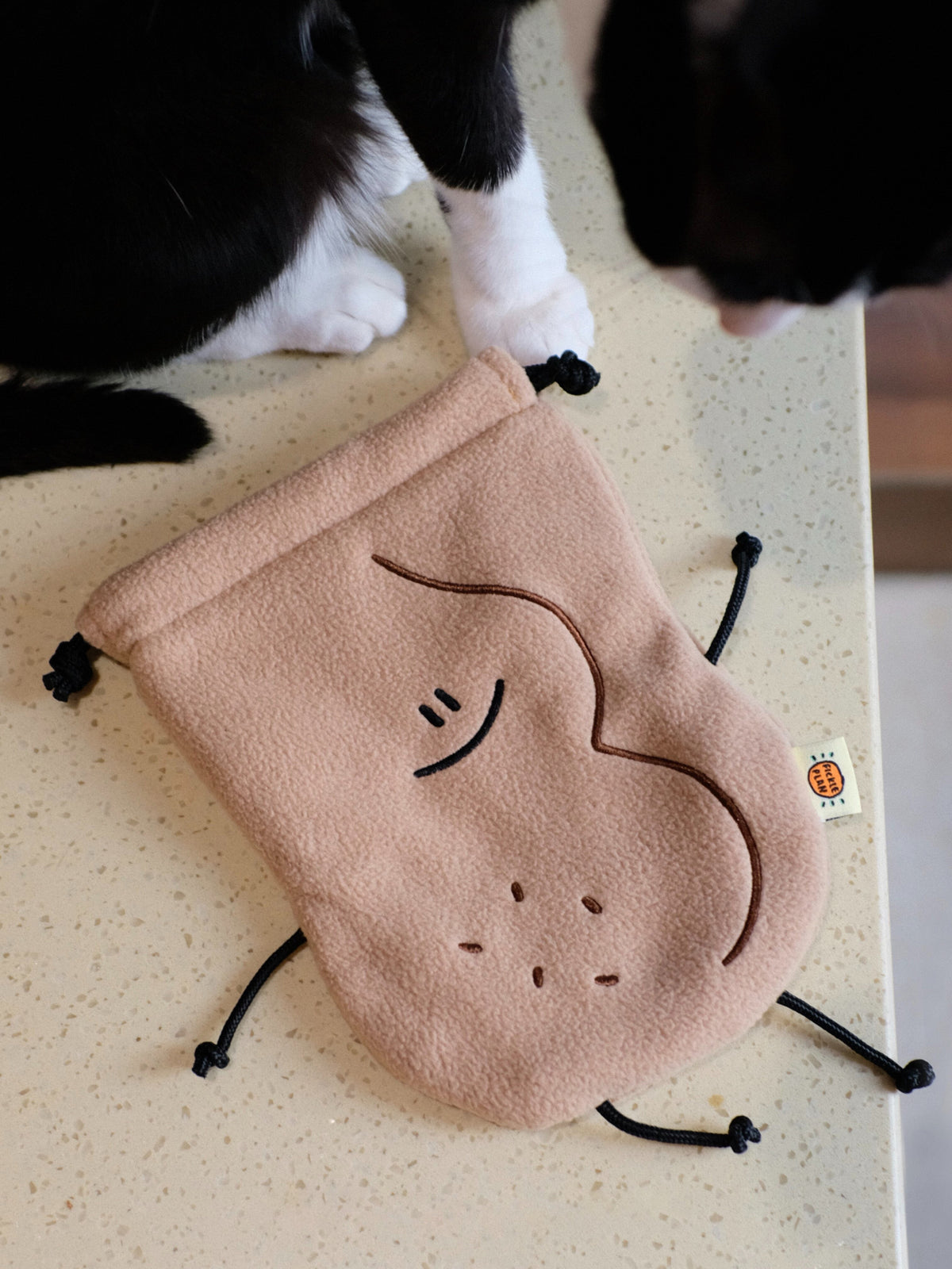 Fickle Plan |  Peanut Smooth Microfleece Plush Pouch & Drawstring Bag 
