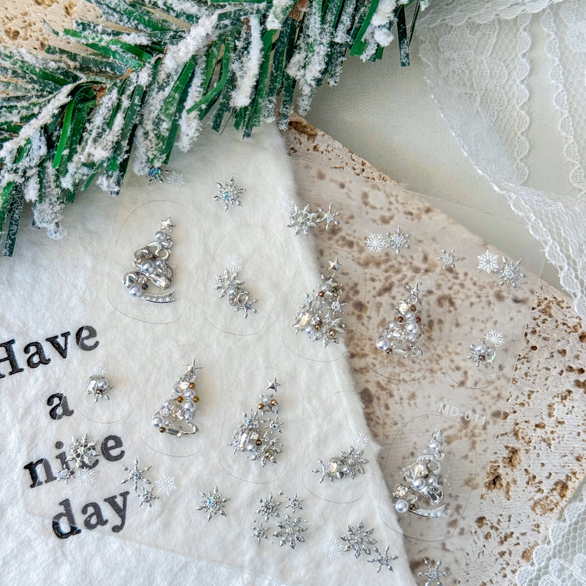 Hello Claws | Silver Christmas Tree Nail Deco Sticker 