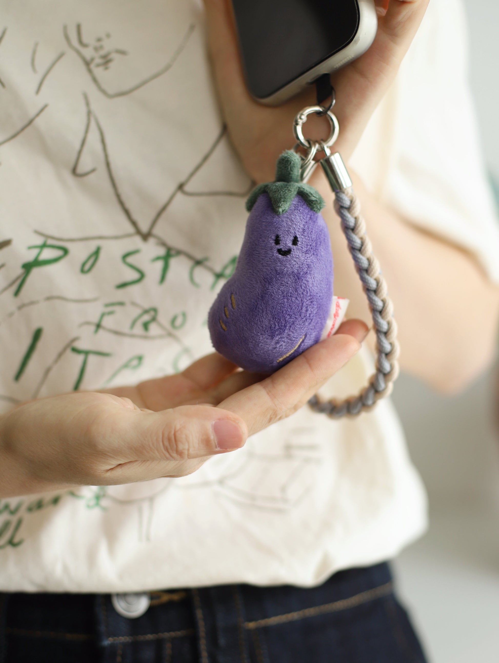 Daily White | Mini Eggplant Plush Charm 