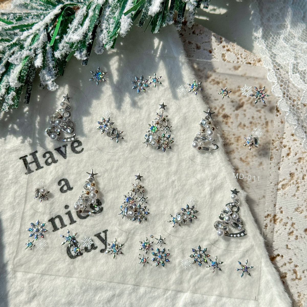 Hello Claws | Silver Christmas Tree Nail Deco Sticker 