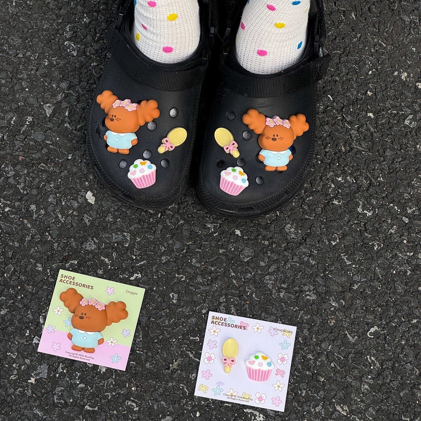 Bluuf Tag | Dog, Cupcake & Comb Shoe Charms 
