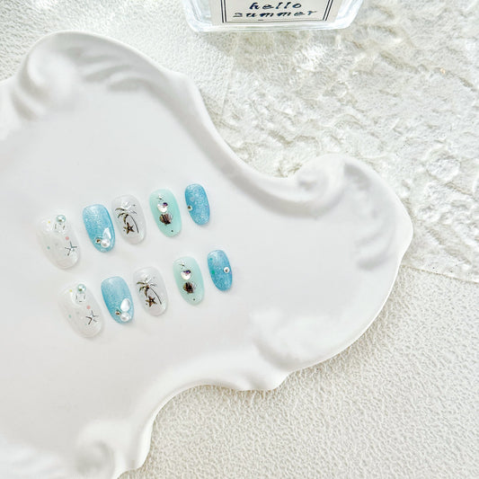 Hello Claws | Creamy Blue Coconut Press-on Nail 