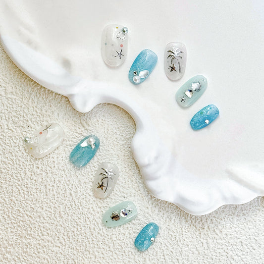 Hello Claws | Creamy Blue Coconut Press-on Nail 