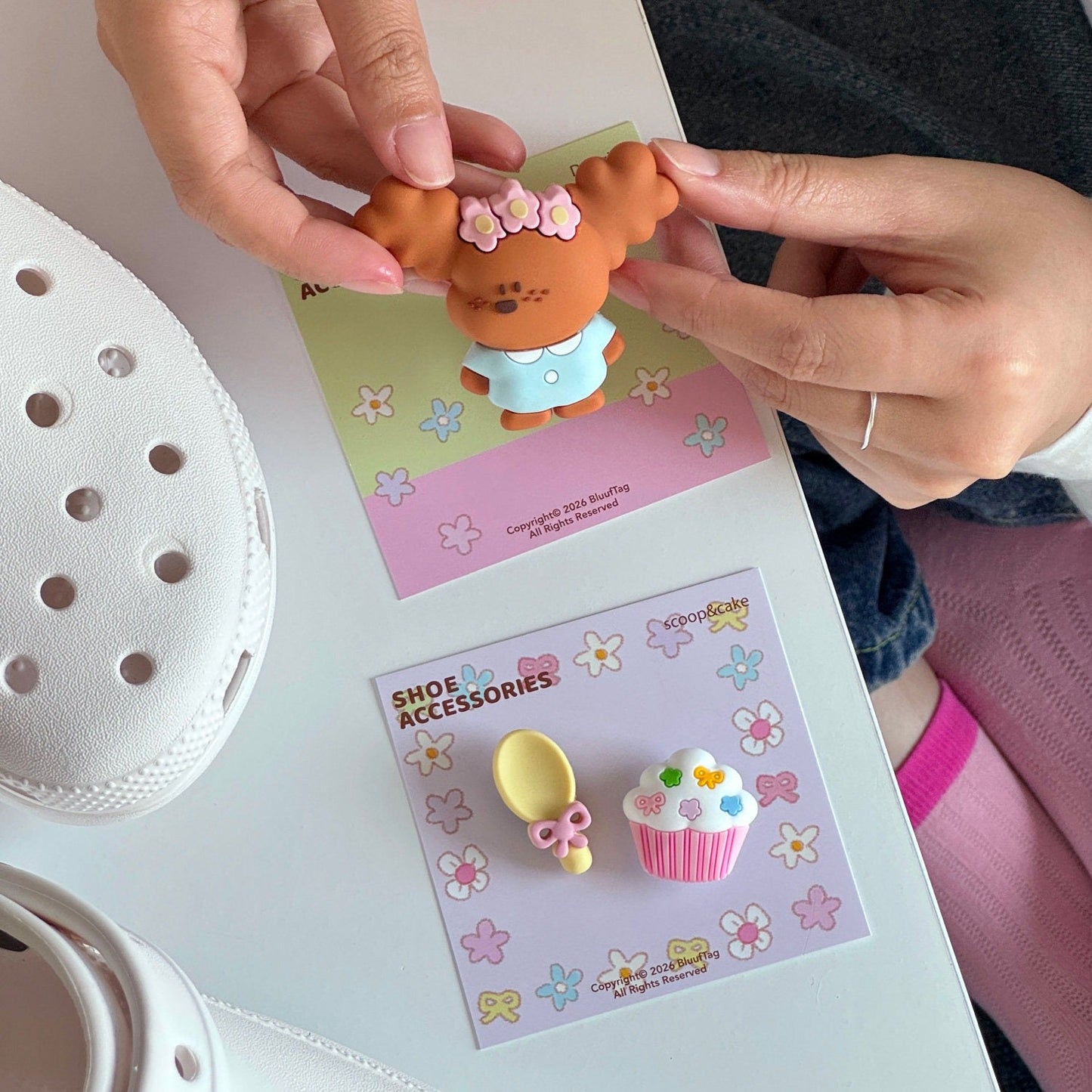 Bluuf Tag | Dog, Cupcake & Comb Shoe Charms 