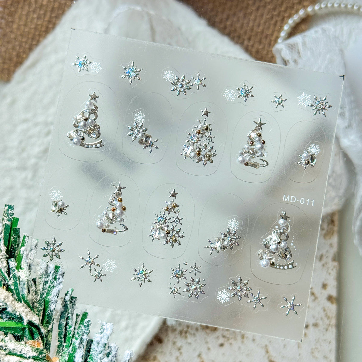 Hello Claws | Silver Christmas Tree Nail Deco Sticker 