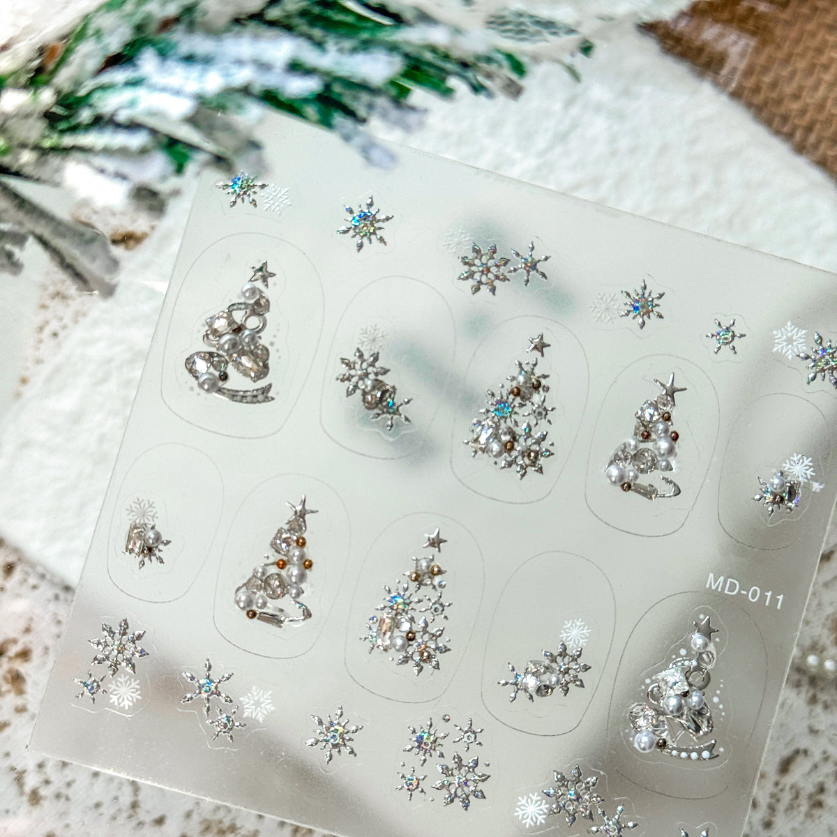 Hello Claws | Silver Christmas Tree Nail Deco Sticker 