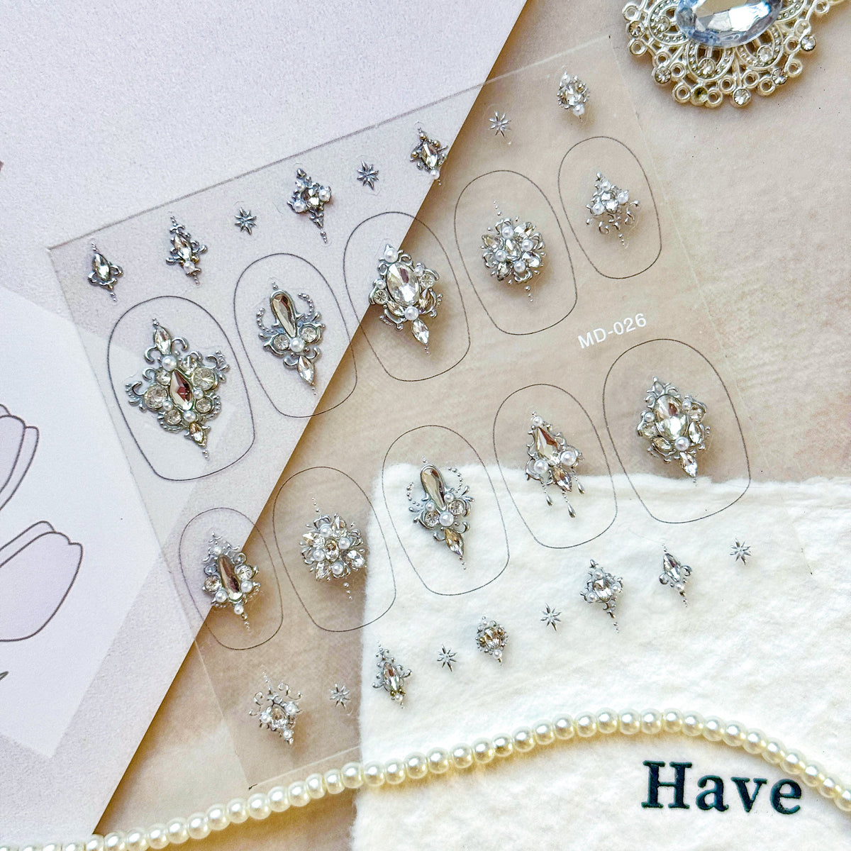 Hello Claws | Silver Diamond Wedding Nail Deco Sticker 