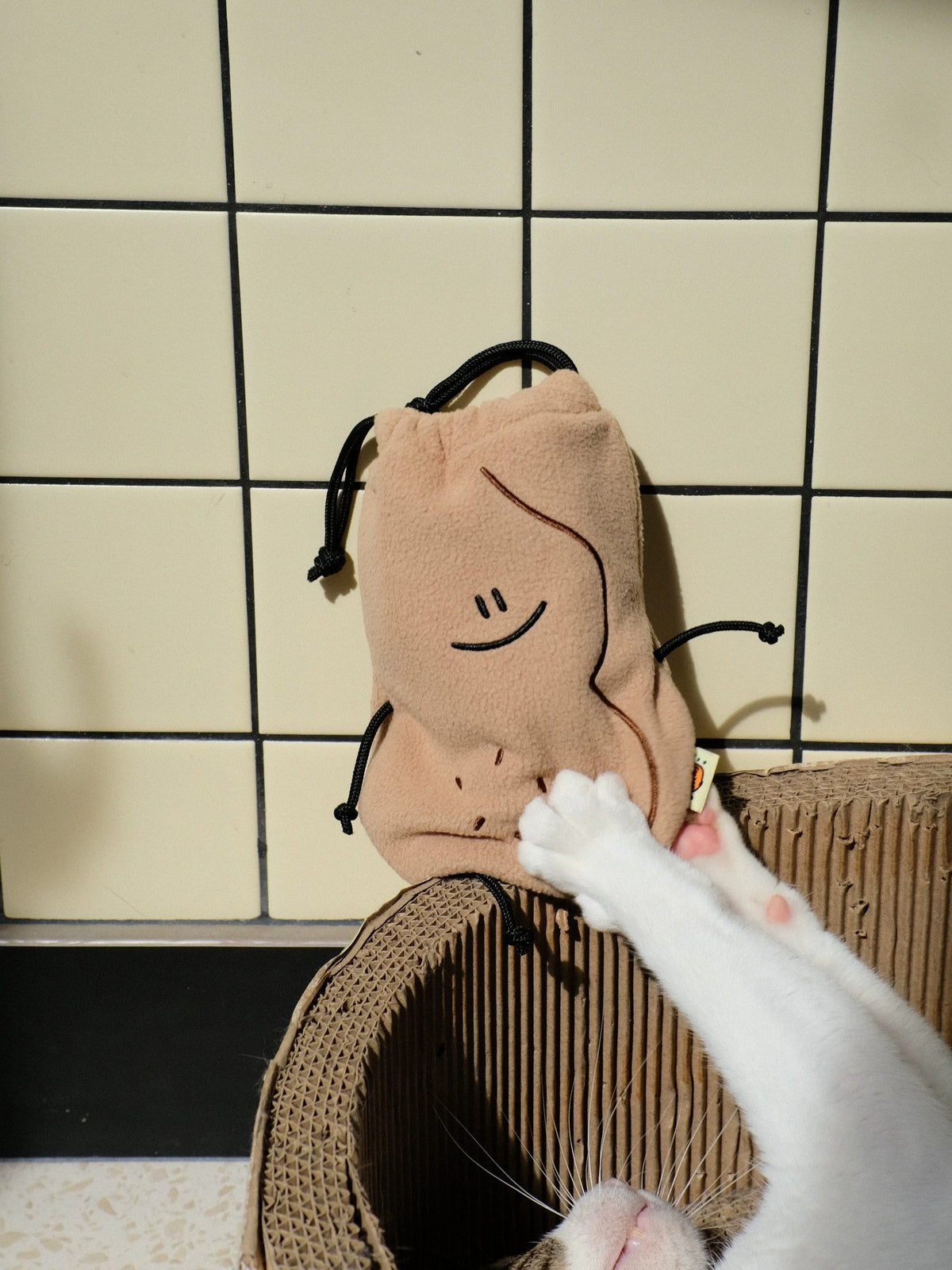 Fickle Plan |  Peanut Smooth Microfleece Plush Pouch & Drawstring Bag 