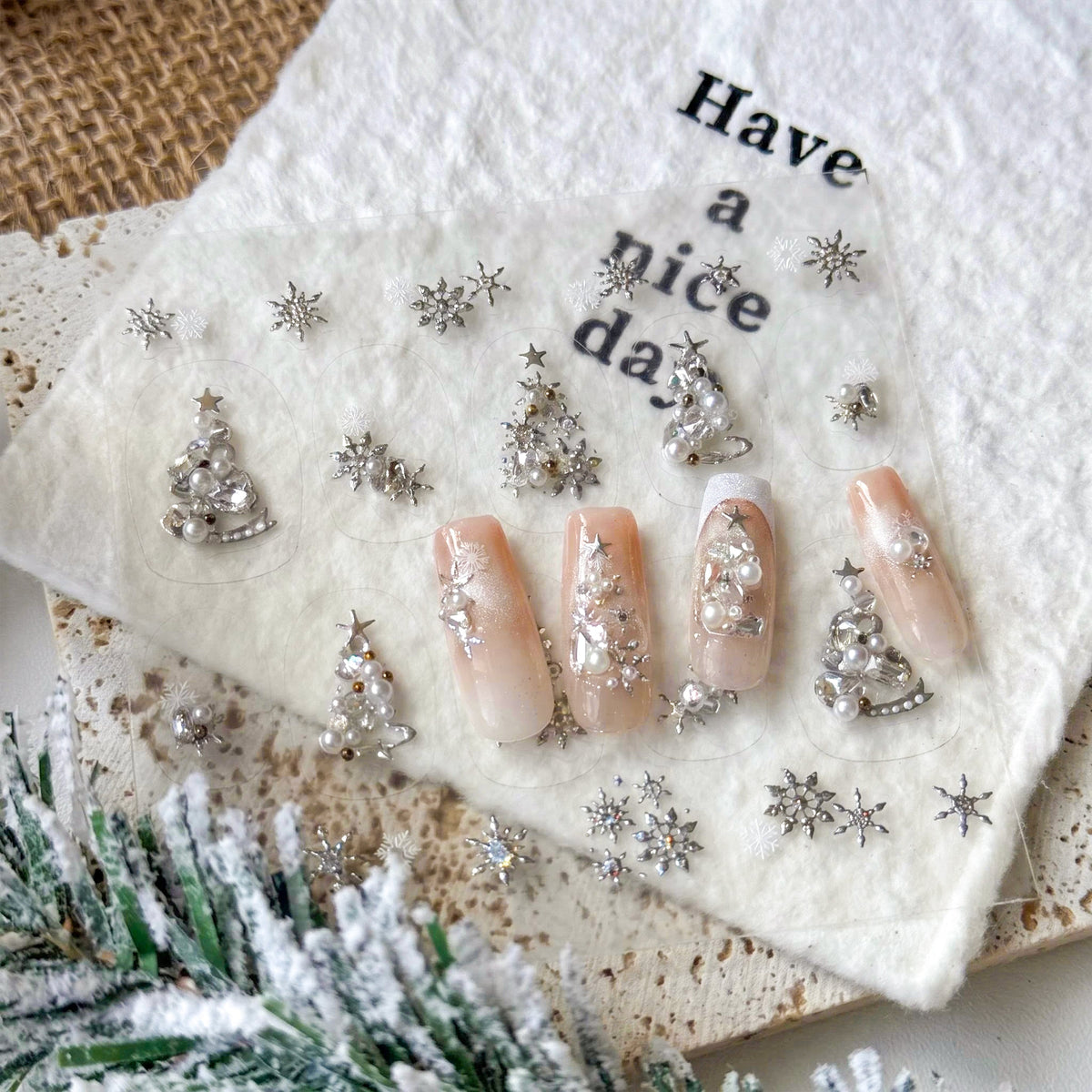 Hello Claws | Silver Christmas Tree Nail Deco Sticker 