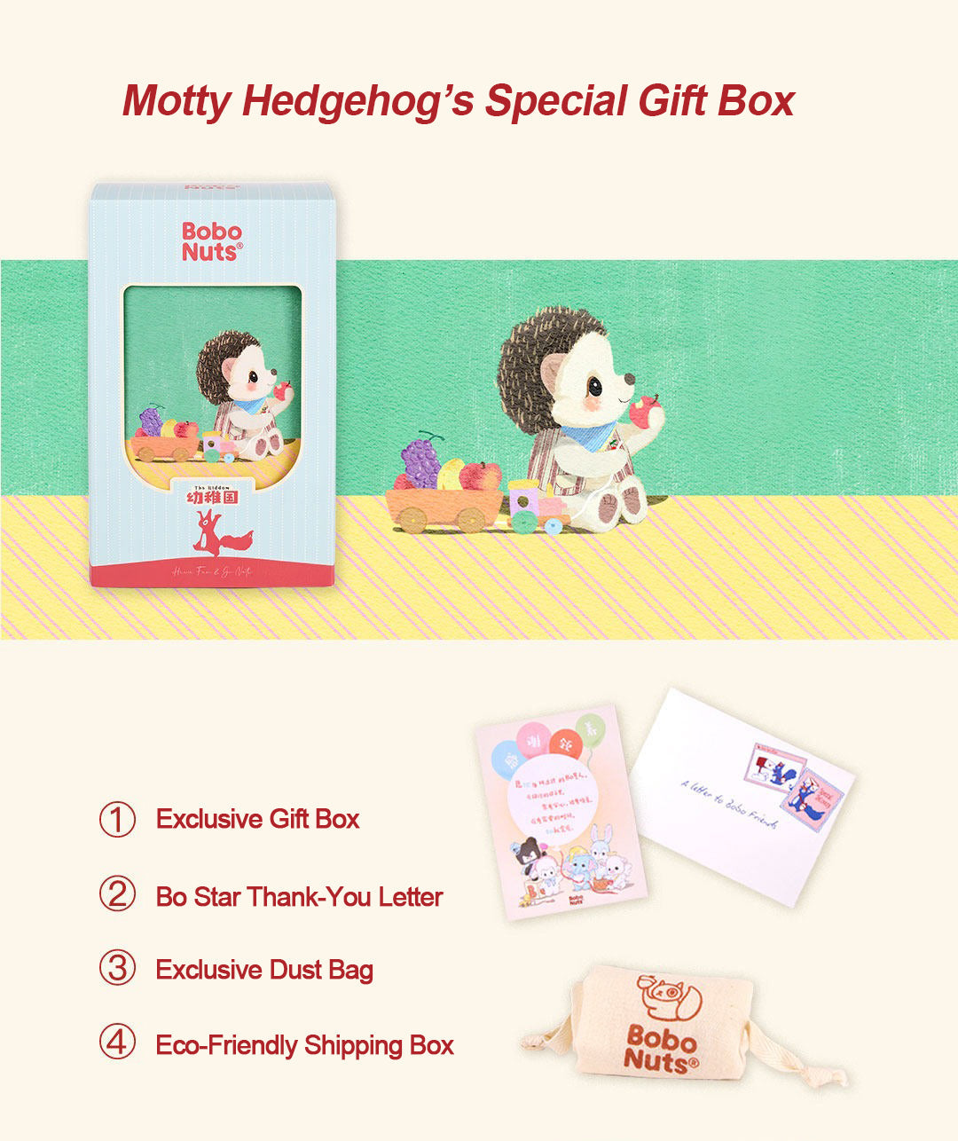 Bobo Nuts | Motty Hedgehog Cherry Holiday Plush Toy 