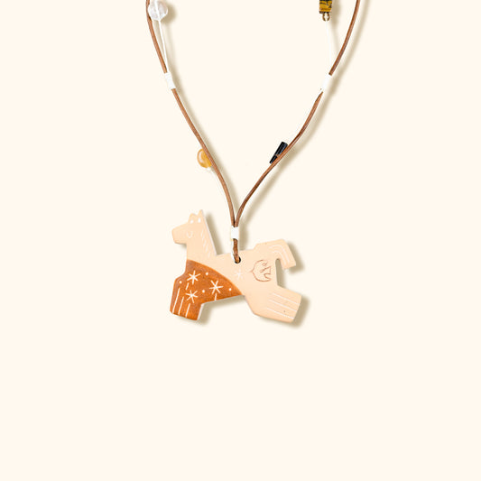 Her Market | Brown Infinity Pattern Whimsical 8-Leg Pony Necklace