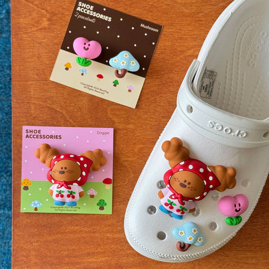 Bluuf Tag | Dog, Mushroom & Tree Pink Shoe Charms