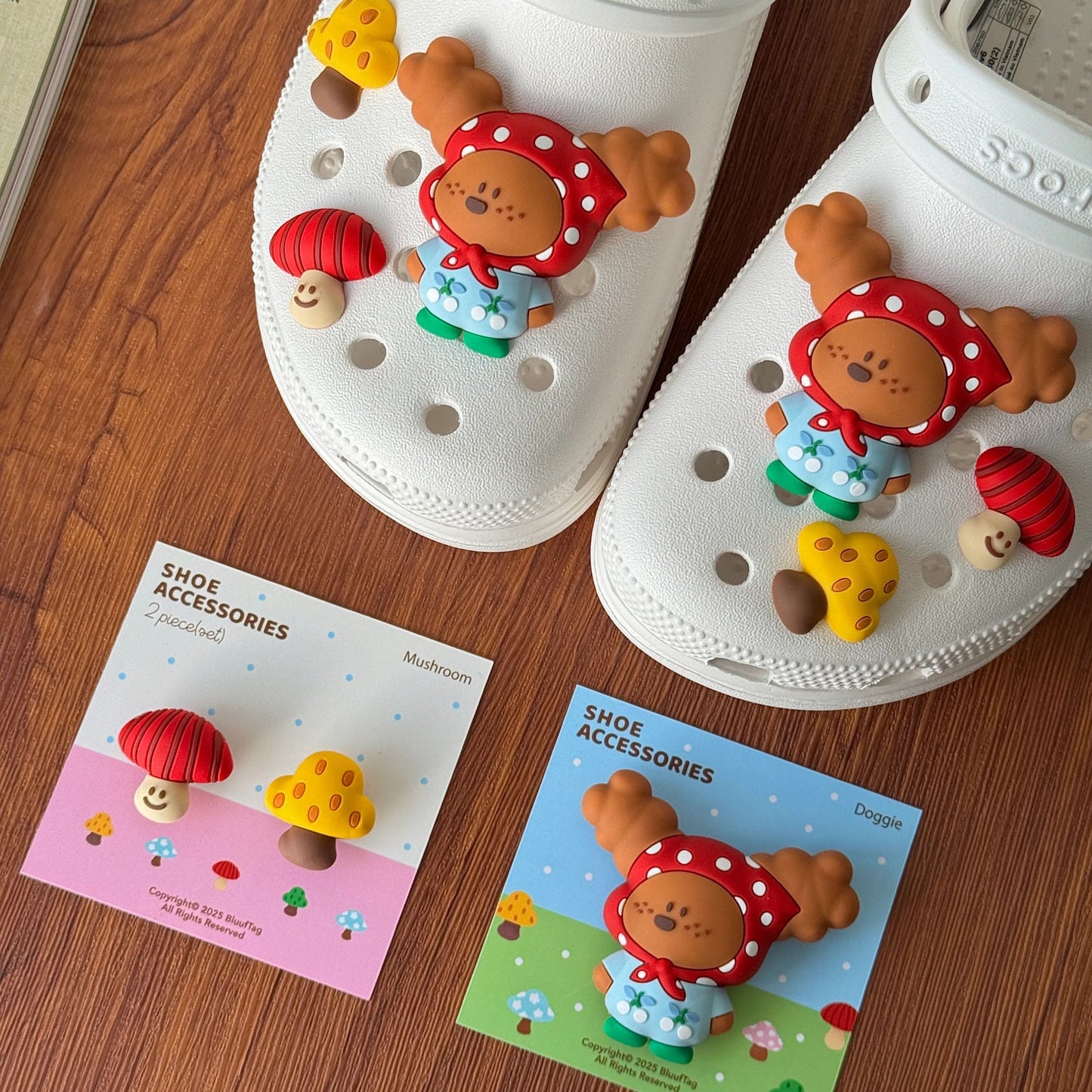 Bluuf Tag | Dog, Mushroom & Tree Shoe Charms