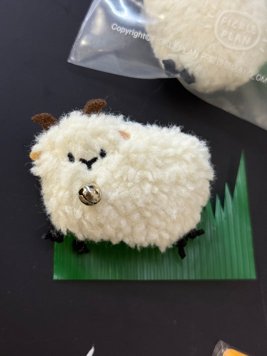 Fickle Plan | Fluffy Sheep Plush Fridge Magnet & Bag Charm 