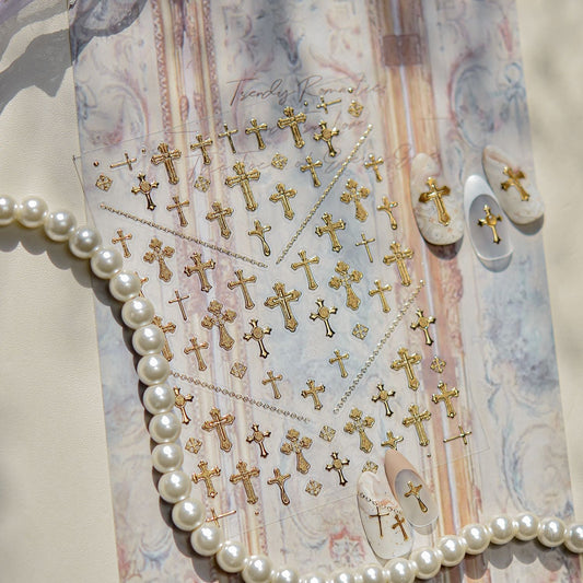 Hello Claws | Gold Cross Nail Deco Sticker 