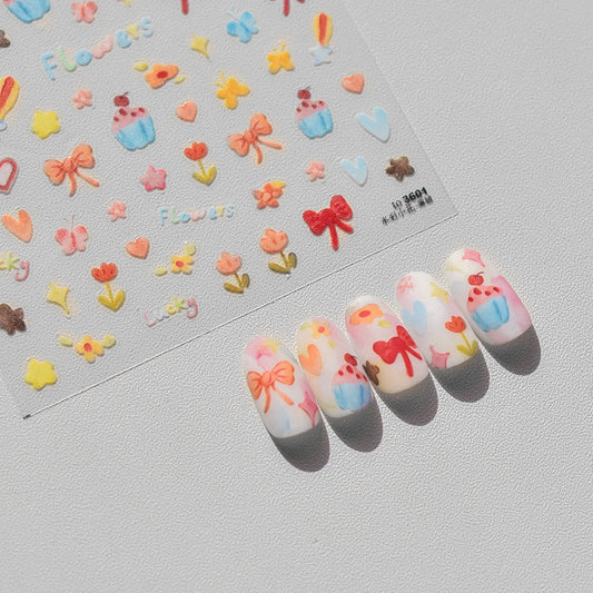 Hello Claws | Kawaii Bowknot Cake Flower Nail Deco Sticker