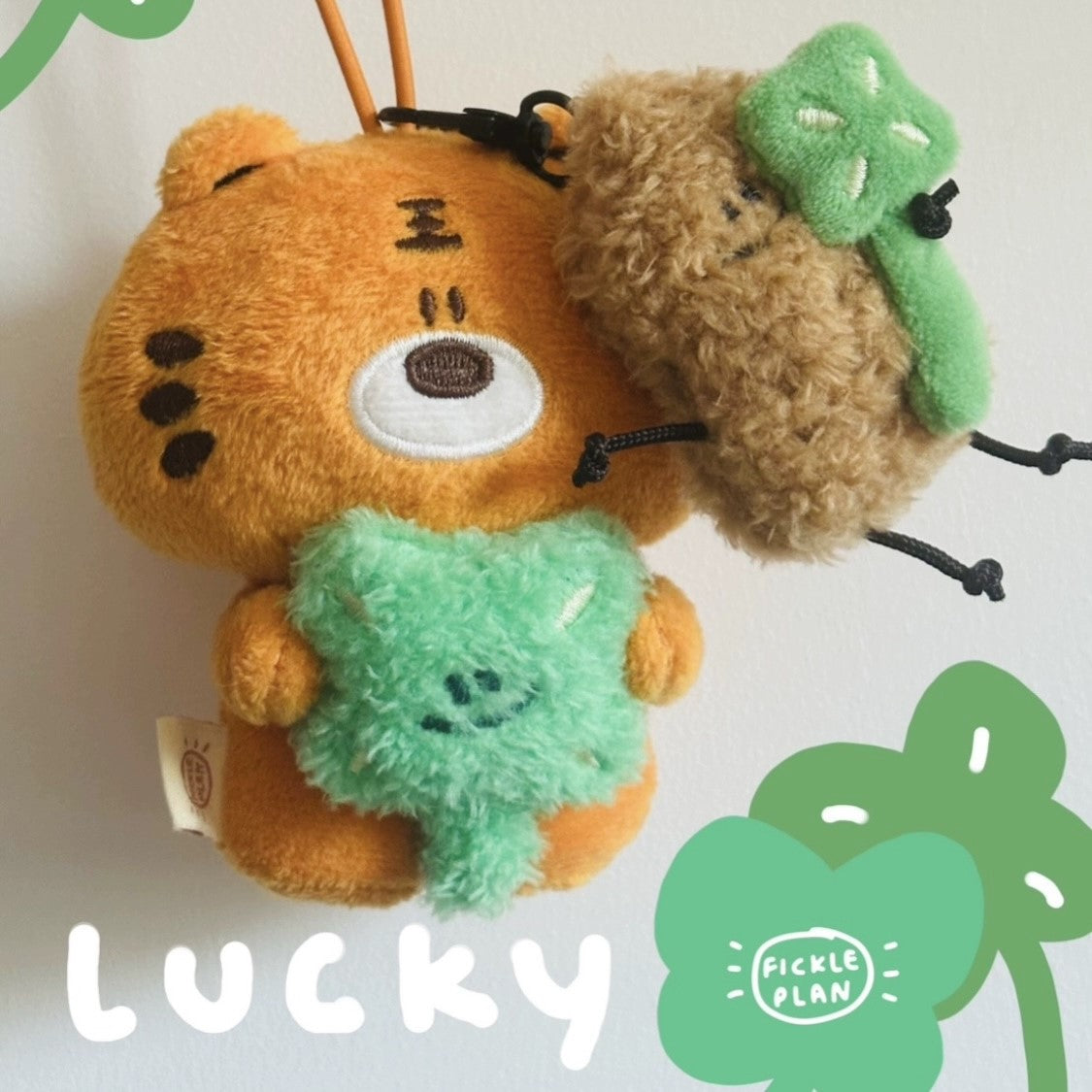 Fickle Plan | Tiger Peanut And Four-leaf Clover Bag Charm