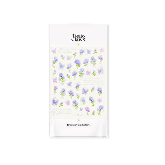 Hello Claws | Purple Flower And Butterfly Nail Deco Sticker