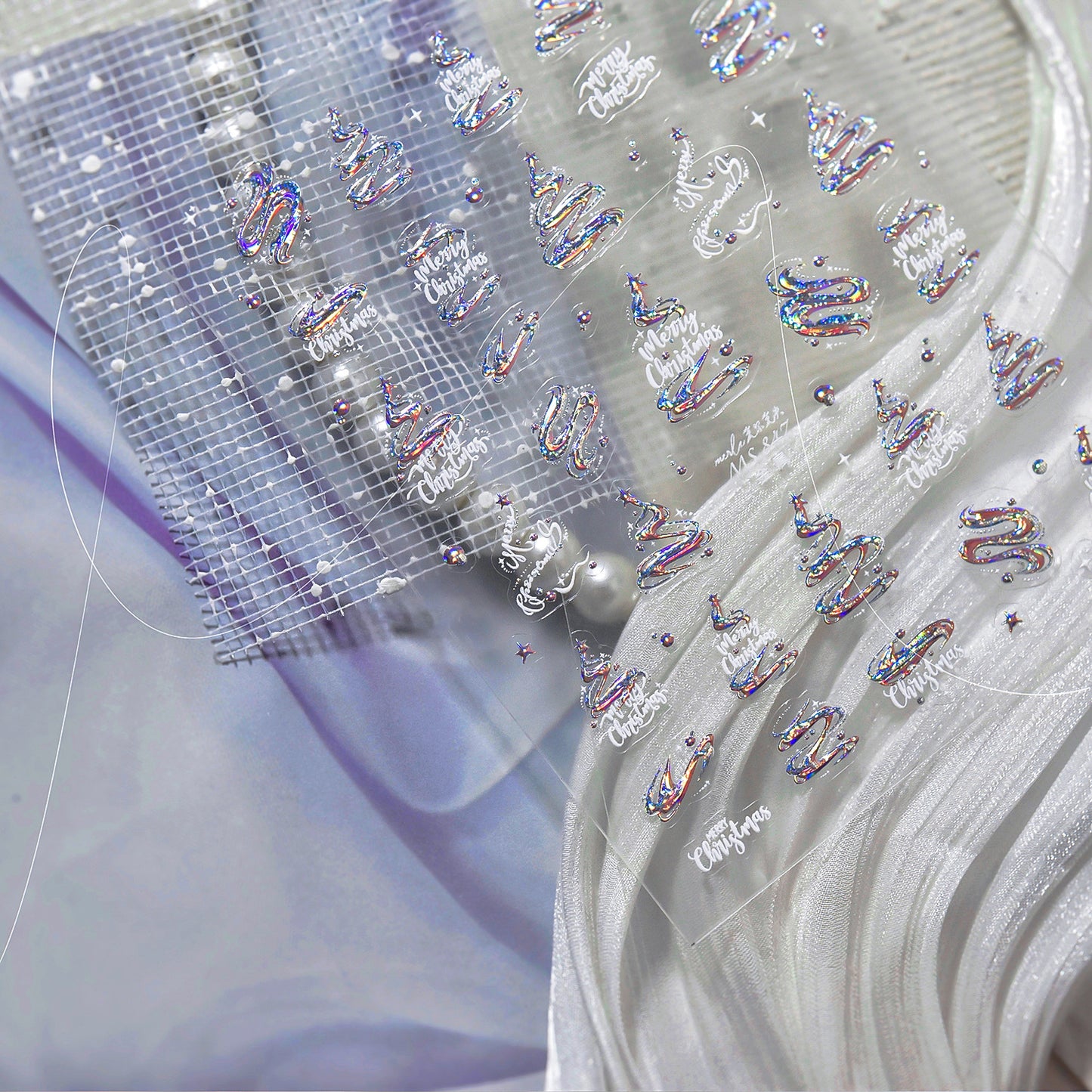 Hello Claws | Silver Pink Christmas Tree Nail Deco Sticker