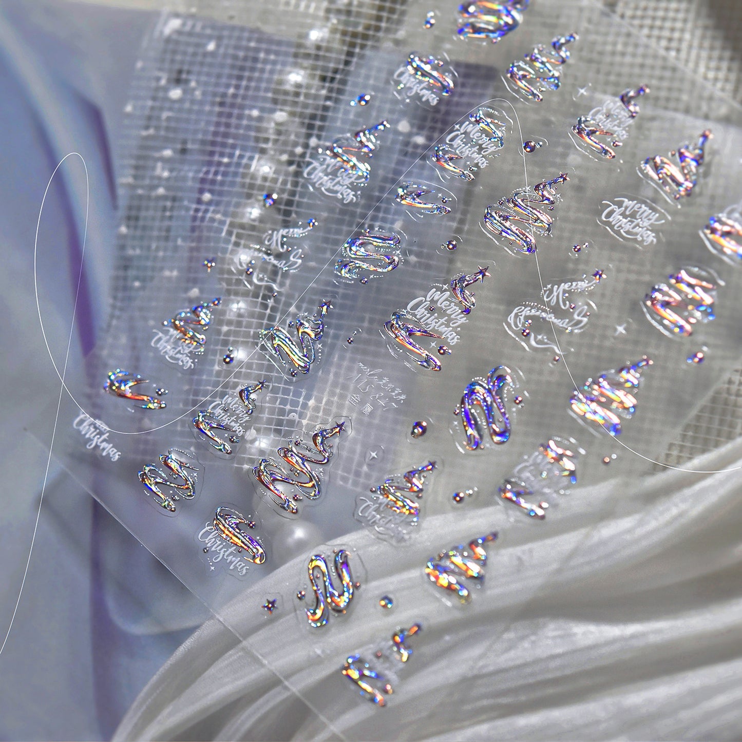 Hello Claws | Silver Pink Christmas Tree Nail Deco Sticker