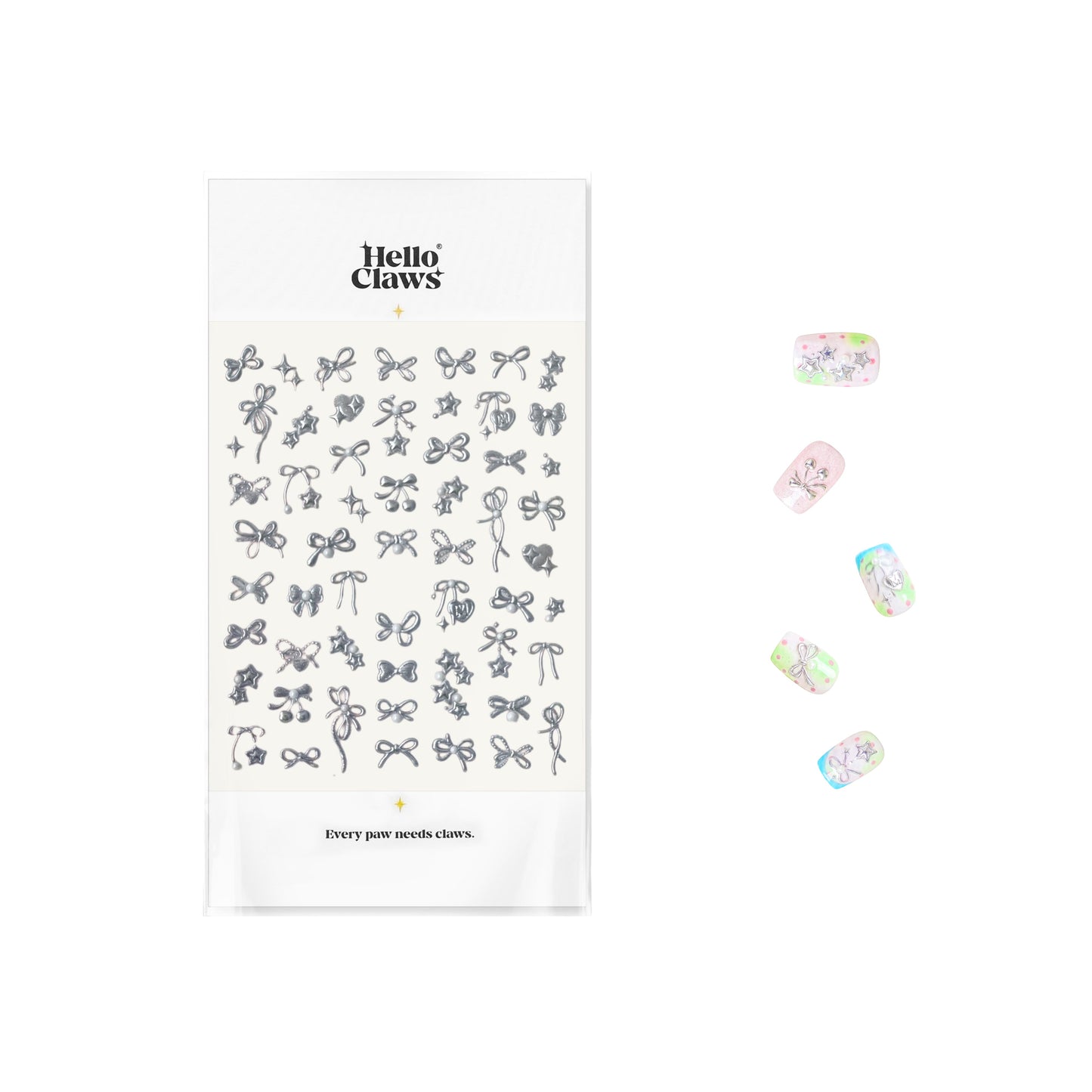 Hello Claws | Silver Bowknot Nail Deco Sticker 