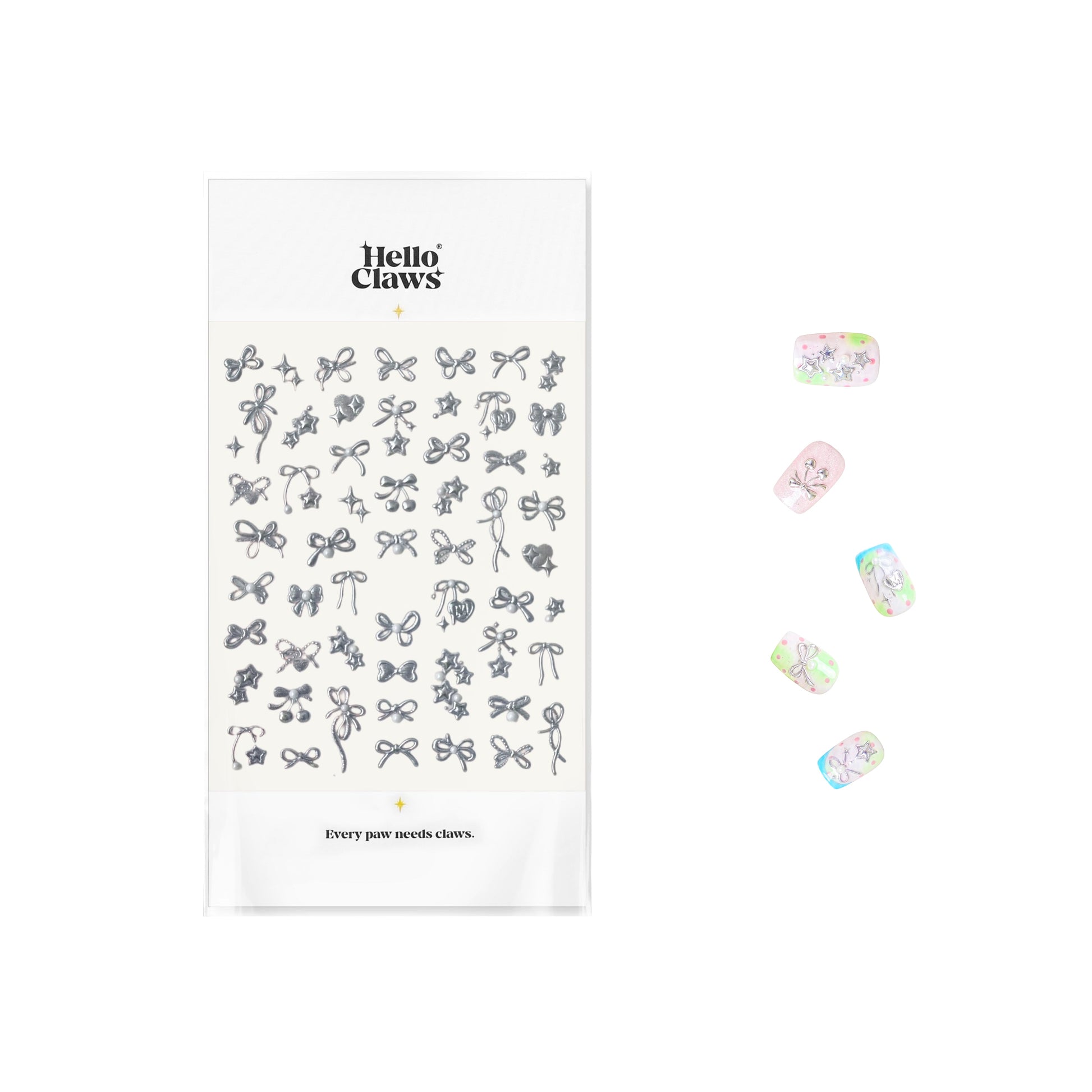 Hello Claws | Silver Bowknot Nail Deco Sticker 