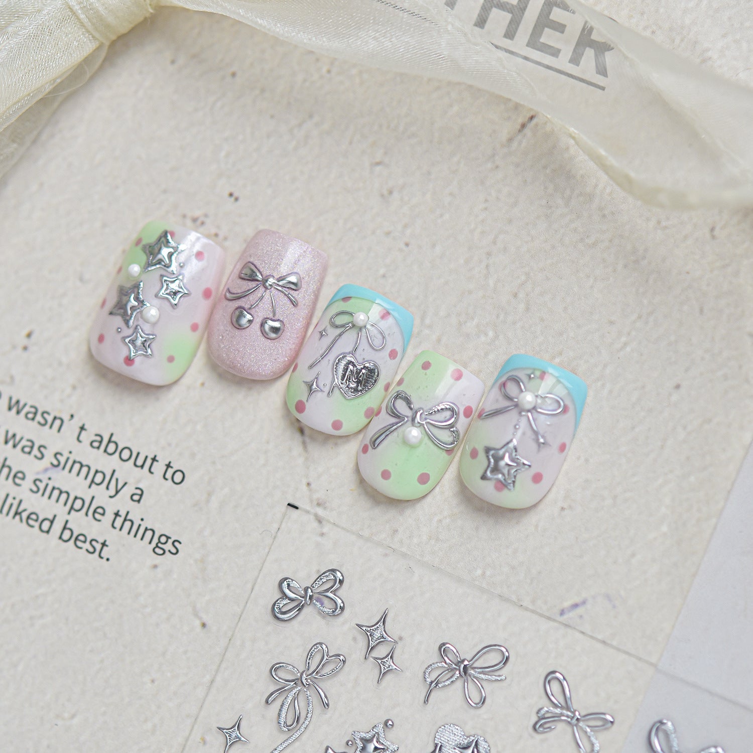 Hello Claws | Silver Bowknot Nail Deco Sticker 
