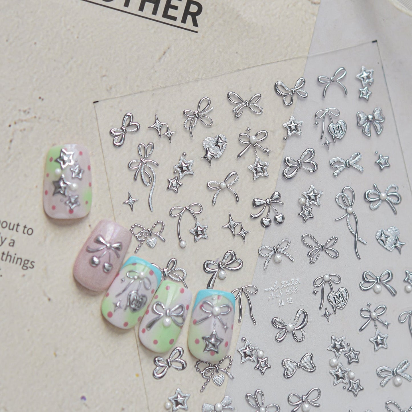 Hello Claws | Silver Bowknot Nail Deco Sticker 
