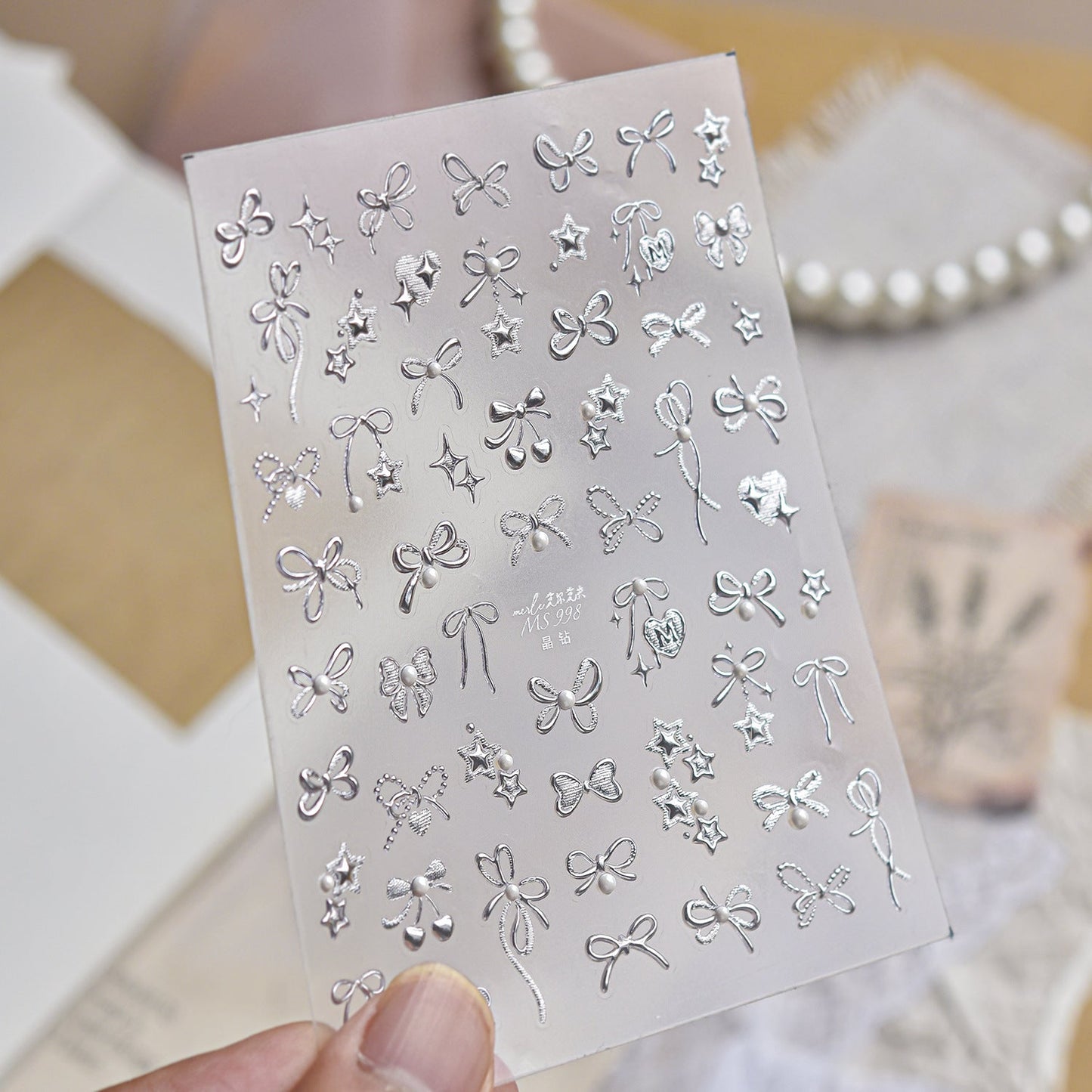 Hello Claws | Silver Bowknot Nail Deco Sticker 