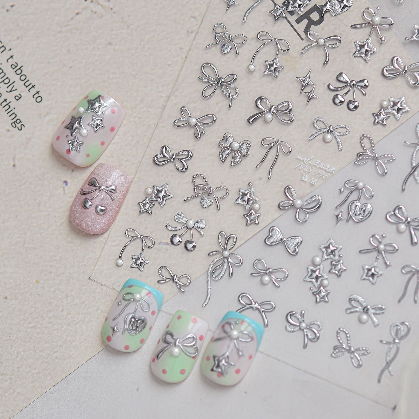 Hello Claws | Silver Bowknot Nail Deco Sticker 