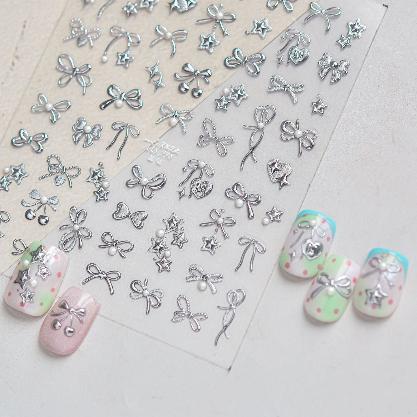 Hello Claws | Silver Bowknot Nail Deco Sticker 