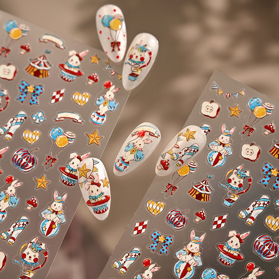 Hello Claws | Rabbit Circus Nail Deco Sticker 