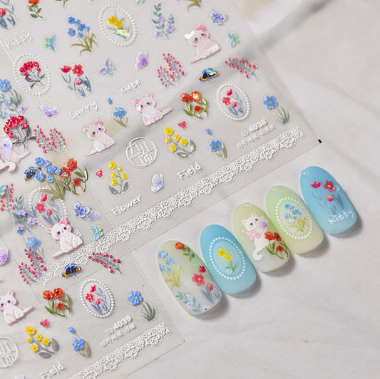 Hello Claws | Kitty Garden Nail Deco Sticker 