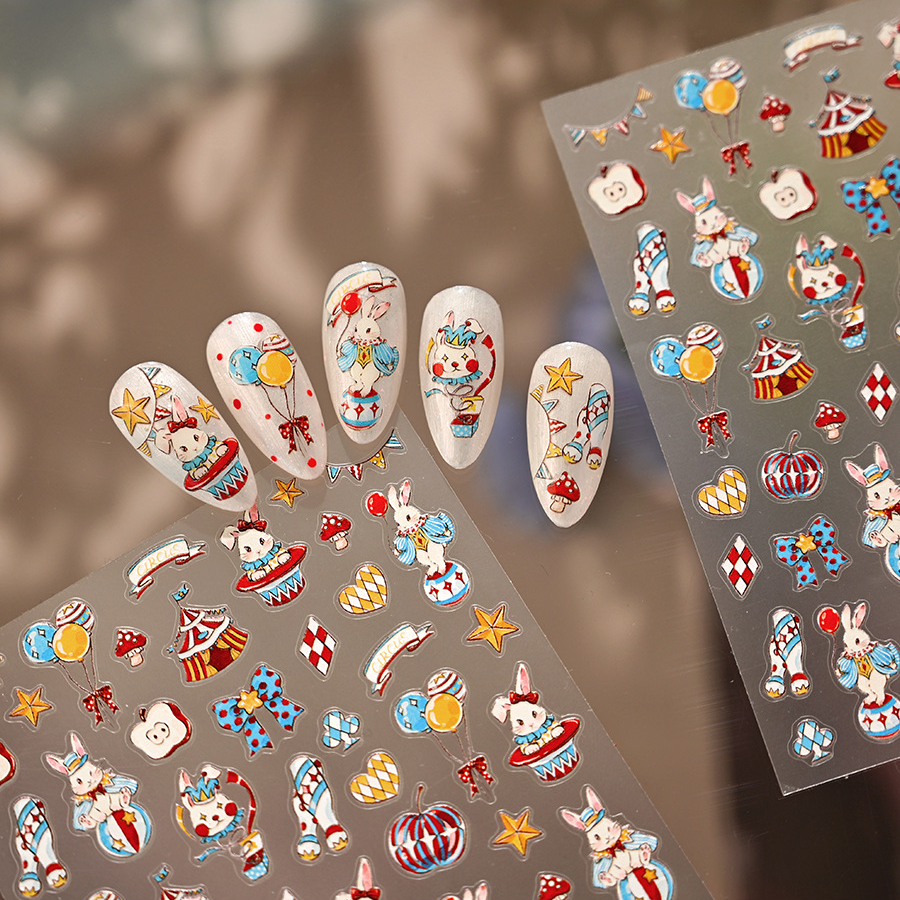 Hello Claws | Rabbit Circus Nail Deco Sticker 