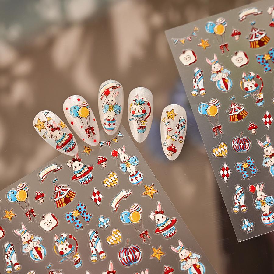 Hello Claws | Rabbit Circus Nail Deco Sticker 