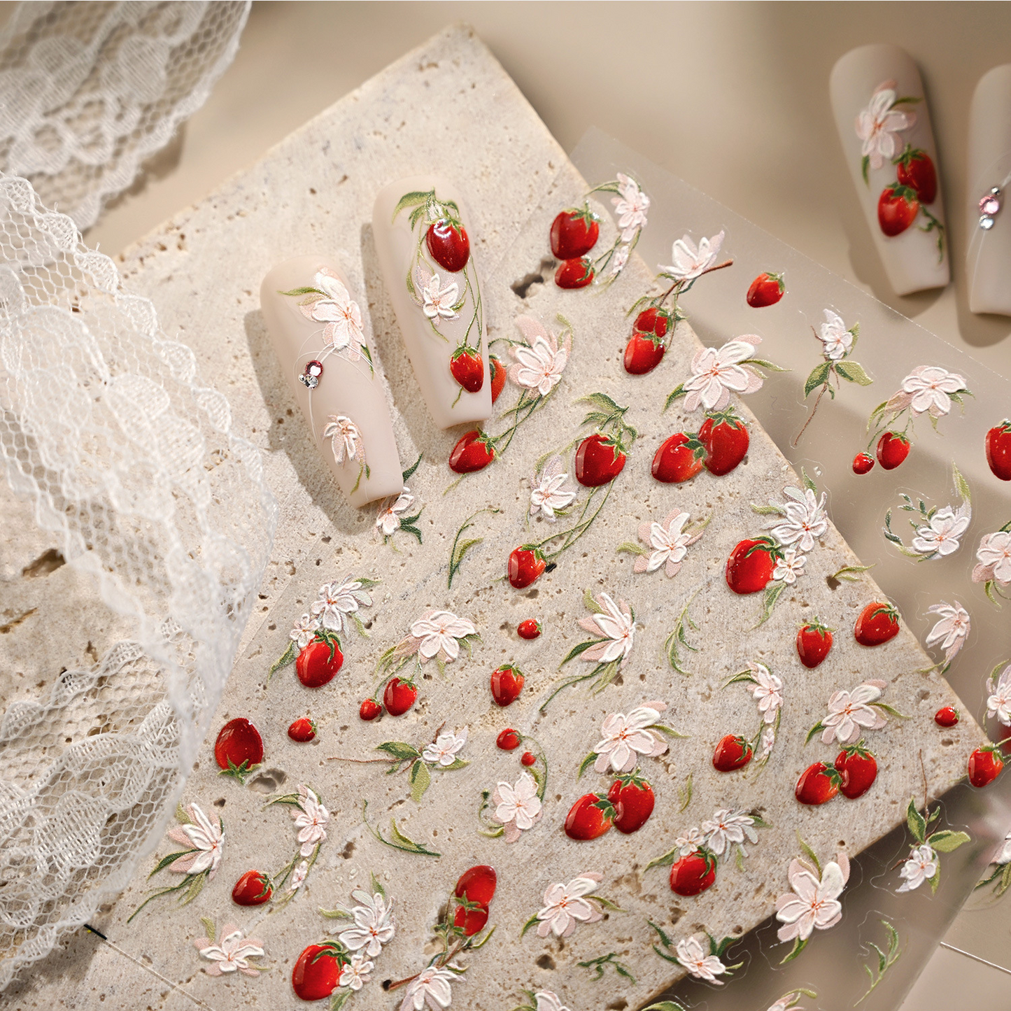 Hello Claws | Strawberry Flower Nail Deco Sticker 