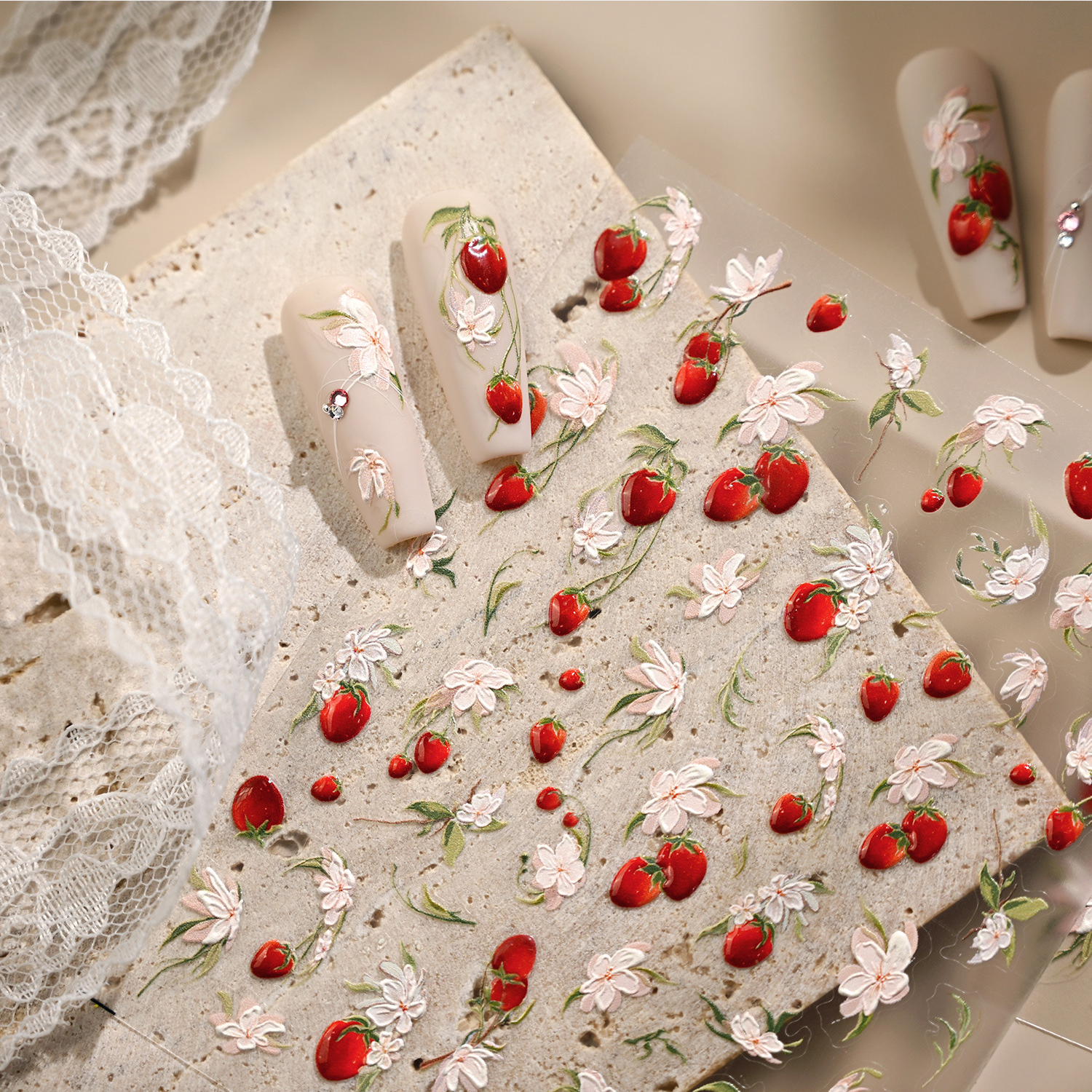 Hello Claws | Strawberry Flower Nail Deco Sticker 