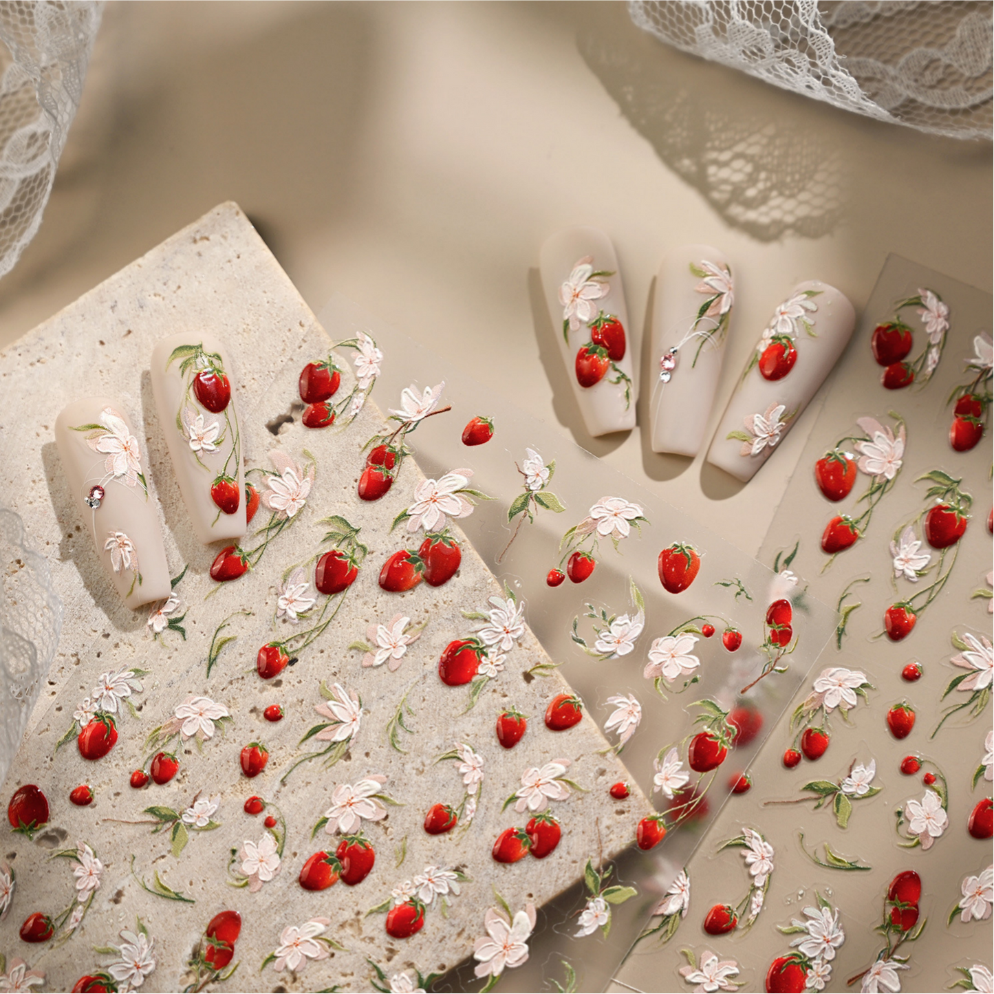 Hello Claws | Strawberry Flower Nail Deco Sticker 