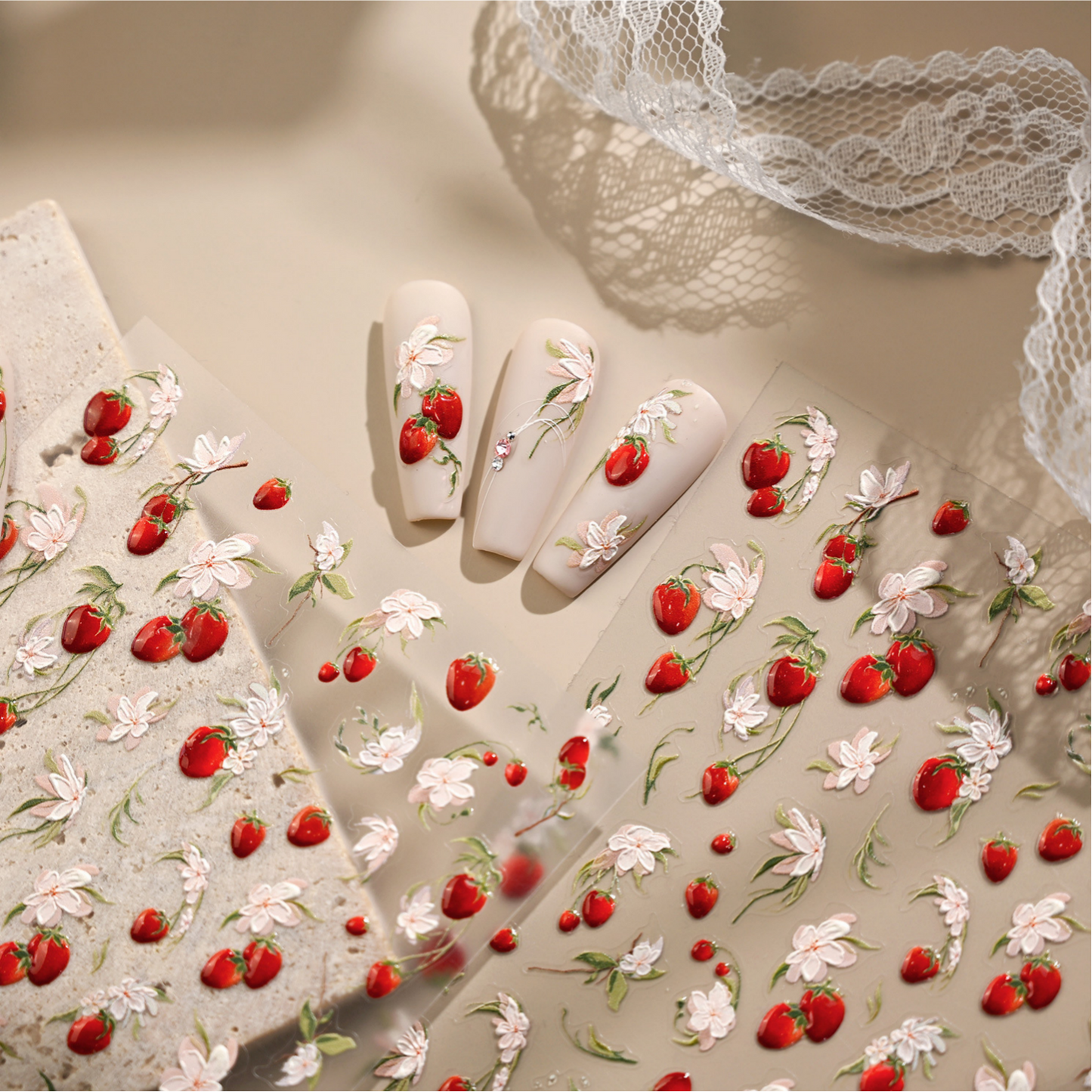 Hello Claws | Strawberry Flower Nail Deco Sticker 