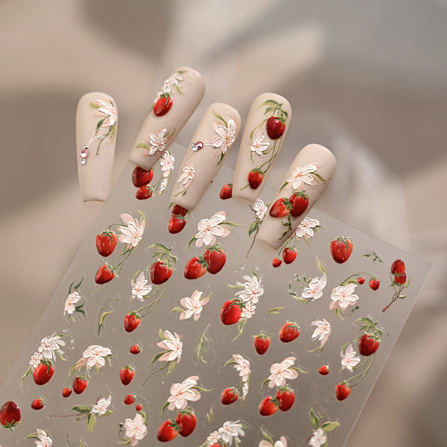 Hello Claws | Strawberry Flower Nail Deco Sticker 